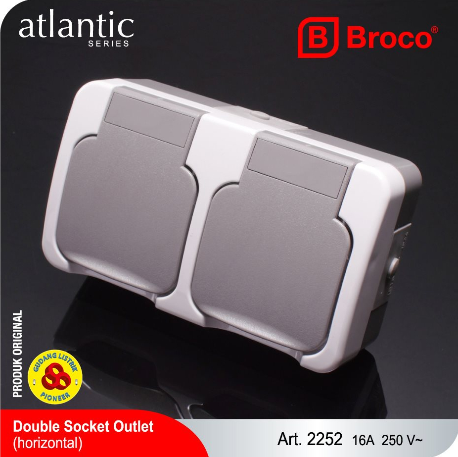 Broco Stop Kontak 2 Gang Weatherproof Atlantic 2252 Horizontal