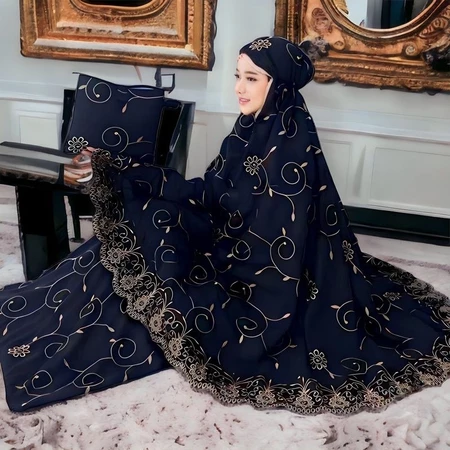 DEALIFA - Mukena Dewasa Gracella Exclusive Bunga Teratai Full Bordir Katun Premium